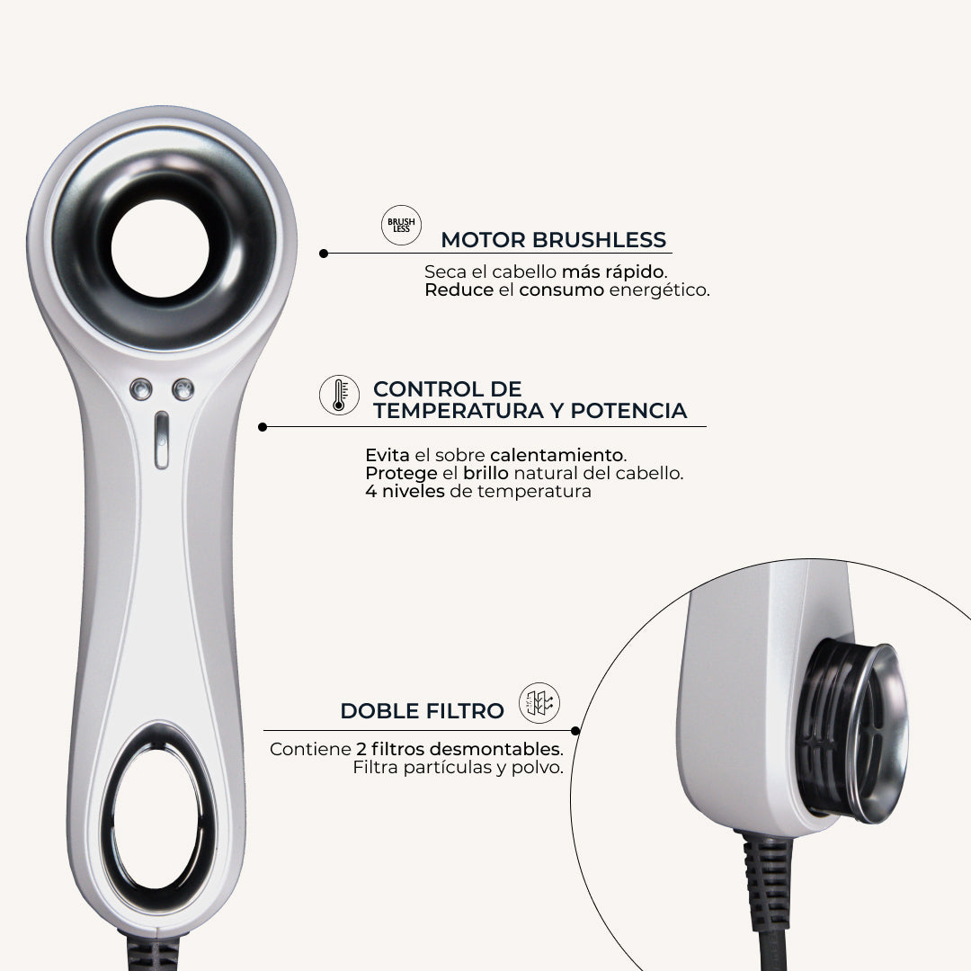 Secador de Pelo Iónico EX01 en Perla