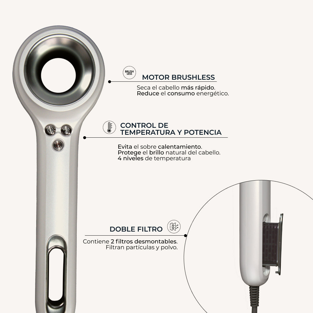 Secador de Pelo Iónico EX02 en Perla